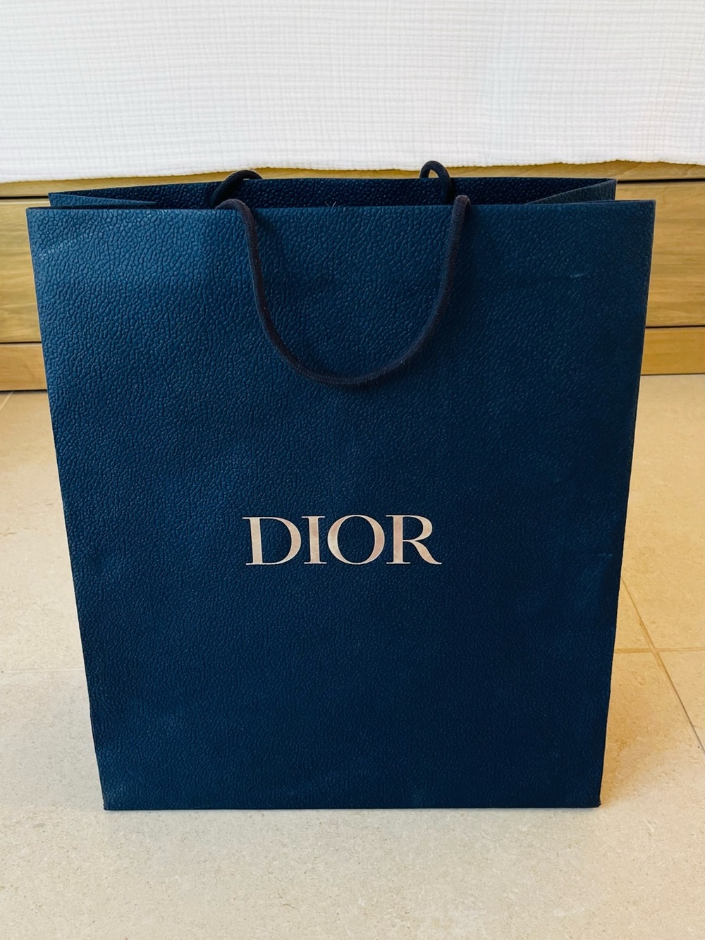 DIOR Navy Blue Paper Tote with White Logo